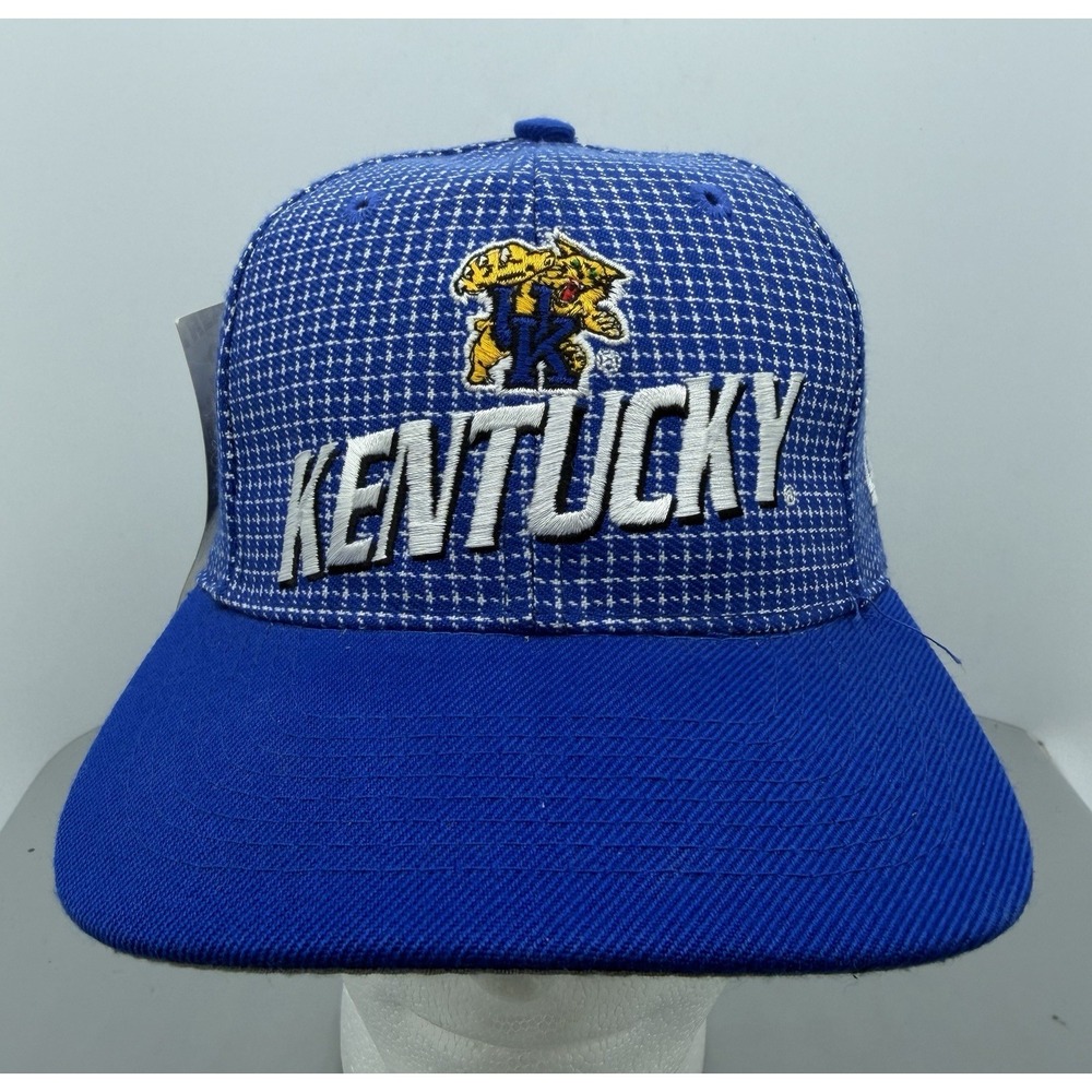 Deadstock Vintage Kentucky Wildcats Logo Athletics Blue AOP Plaid Strapback Hat